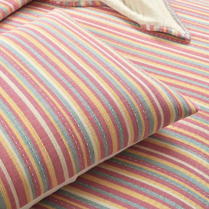 Tracy Stripe Kantha Pick Stitch Yarn Dyed Cotton Woven Quilt/Coverlet Set - Lush Décor, 6 of 9