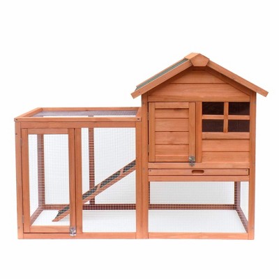 48'' Light Brown Solid Wood Chicken Coop with Ramp and Ventilation