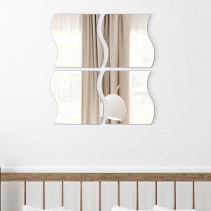 Evideco French Home Goods Set of 4 Large Decorative Self-Adhesive Mirrors, Available in 3 Shapes – Perfect for Modern Wall Decor in Any Room - 1 of 4