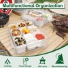 YIGII Divided Serving Tray with Lid and Handles 9 Compartments Snack Box Container Charcuterie Organizer Snackle Box Container for Candy,Nuts，White - 2 of 4