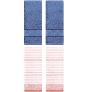 REGALWOVEN 4 Pcs Cotton Soft Comfortable Absorbent Striped Hand Towel - 1 of 4