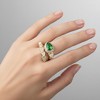 Guili 14K Gold Plated with White Mother Of Pearl, Emerald Green & Clear Cubic Zirconia Bypass Ring - 3 of 3