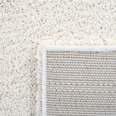 Ivory Square Shag Rug with Wool and Synthetic Fibers