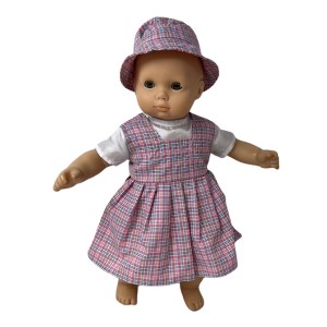 Pastel Pink & Blue Check School Uniform for 14–16 Inch Baby Dolls - 1 of 4