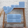 BRINJOY Luxury Bath Towel Set of 8 - 100% Turkish Cotton Highly Absorbent, 2 Luxury Bath Towels 700GSM, 2 Hand Towels, 4 Washcloths, Light Blue - 2 of 4