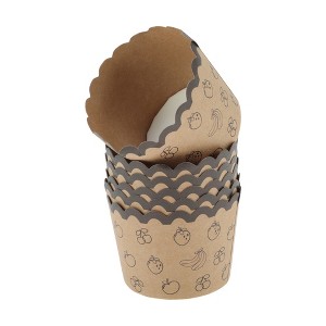 Unique Bargains Disposable Baking Cups Wood Pulp Paper PE Coating Reddish Brown Khaki 2.36"x1.77" 50 Pcs - 1 of 4