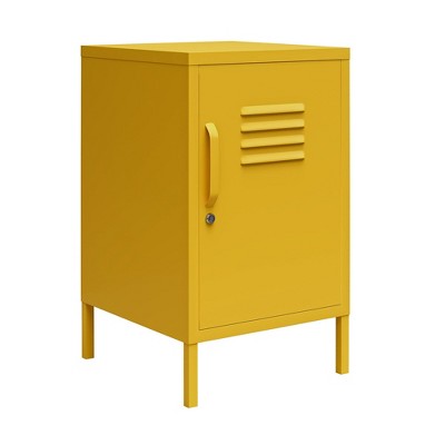 Mustard Yellow Metal Locker Style End Table with Storage