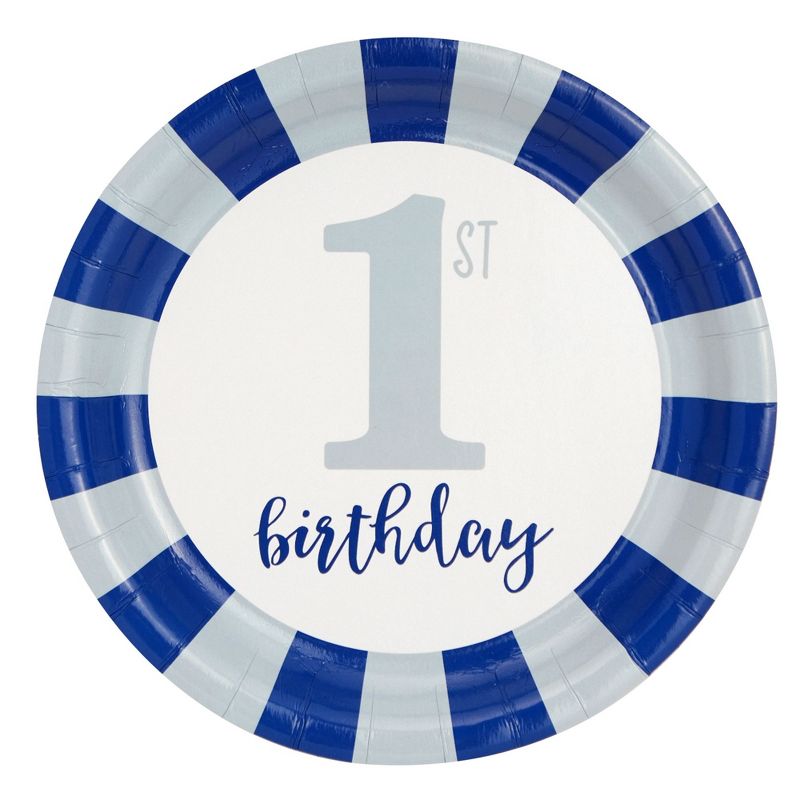 Juvale 144-Piece Baby First Birthday Decorations for Boy, 1st Birthday Theme Party Supplies with No 1. Plates, Napkins, 9oz Cups, and Cutlery, 5 of 10