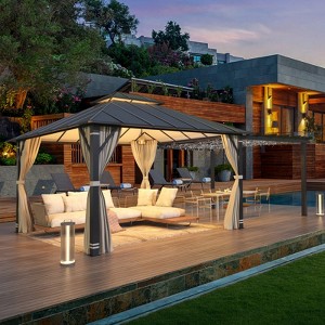 EROMMY 14 Ft. W x 12 Ft. D Aluminum Gazebo with 12 Ft. W x 10 Ft. D Pergola - 1 of 4