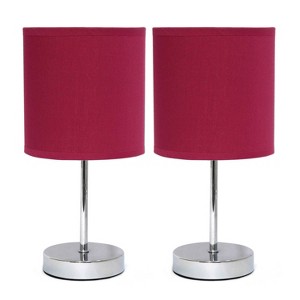 11.81" Traditional Petite Metal Stick Bedside Table Desk Lamp in Chrome with Fabric Shade - Creekwood Home - 1 of 4