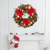 Orieon 24" Christmas Wreath with Red Poinsettia, Gold Ornaments, Pinecones & 30 LED Lights, Indoor & Outdoor Holiday Decor for Front Door, Wall - 3 of 4