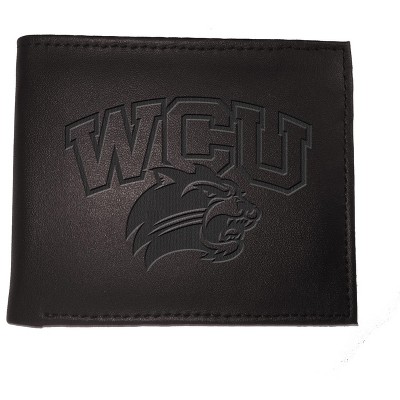 Evergreen NCAA Western Carolina Catamounts Black Leather Bifold Wallet Officially Licensed with Gift Box