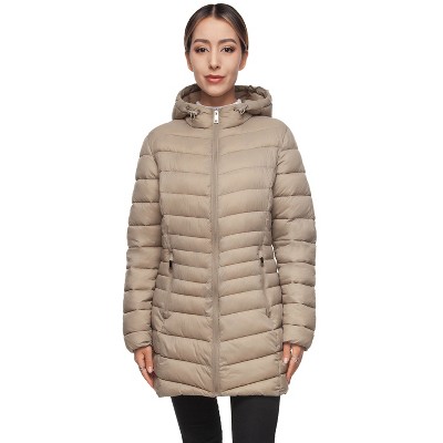 Rokka&Rolla Women's Light Long Coat Packable Puffer Jacket