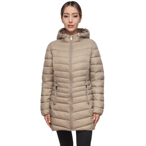 Rokka rolla Women s Light Long Coat Packable Puffer Jacket diverse Beige Size Large Target