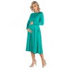 Maternity Midi Length Fit N Flare Pocket Dress - 24seven Comfort Apparel™ - 2 of 4