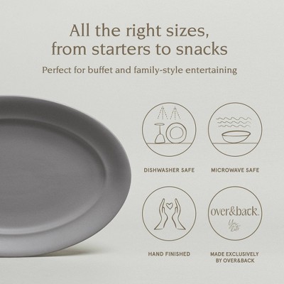 Gray Ceramic Oval Serving Platter with Glossy Finish