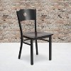 Emma and Oliver Black Circle Back Metal Restaurant Chair - Walnut Wood Seat - 2 of 4