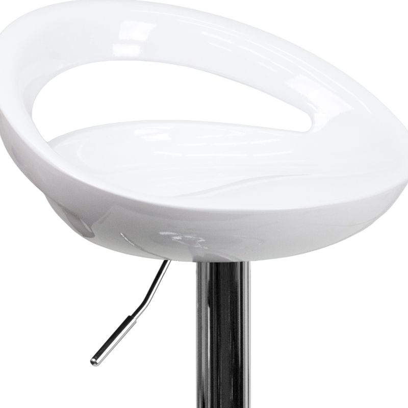 Flash Furniture Contemporary Plastic Adjustable Height Barstool with Rounded Cutout Back and Chrome Base, 5 of 11