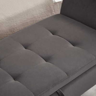 51.5'' Gray Velvet Tufted Storage Ottoman Bench with Arms