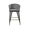 Meridian Furniture,Cassie Grey Velvet Stool, Set of 2 - 3 of 4