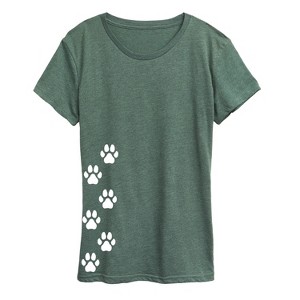 Women's - Instant Message - Vertical Pawprints Bottom Side Hit Short Sleeve Graphic T-Shirt - 1 of 4