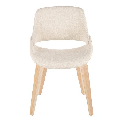 Natural Wood Cream Fabric Upholstered Side Chair