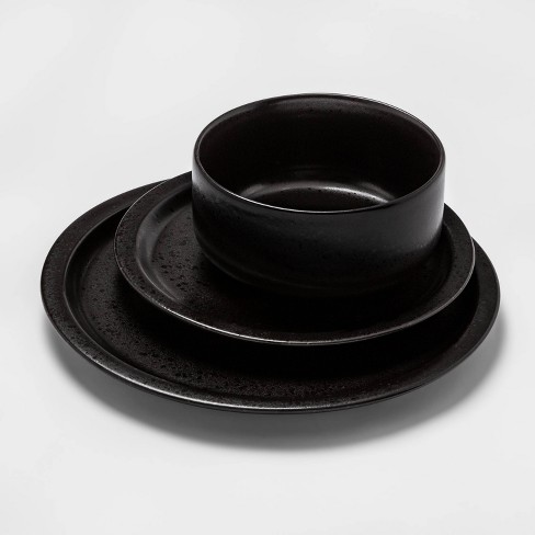 black glass dinnerware sets