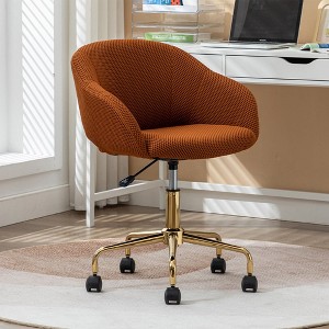 Office Desk Chair With Wheels, Vanity Chair With Ergonomic Backrest, Adjustable Height Up Or Down 3.5 Inches, Metal Frame Accent Chair - 1 of 4