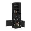 homfan Corner Wine Bar Cabinet with Wine Racks, Open Shelves, and Bottom Storage - Multifunctional Wooden Storage for Kitchen, Dining, and Living Room - 3 of 4