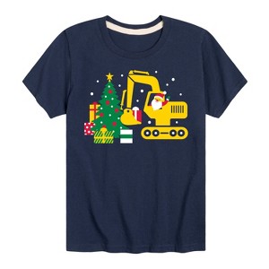 Boys' - Instant Message - Santa Excavator Christmas Presents Short Sleeve Graphic T-Shirt - 1 of 4