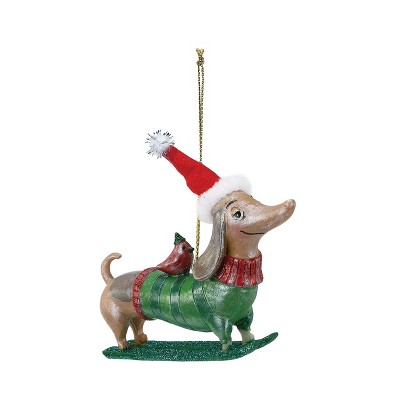 DEMDACO Wiener Dog Ornament brown