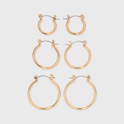Girls' 3pk Earring Set - art class™ Gold