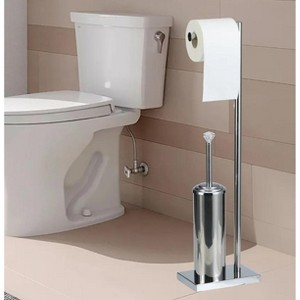 Home Mart Goods Heavy Duty Stainless Steel Toilet Paper Holder and Toilet Brush Set - 1 of 4