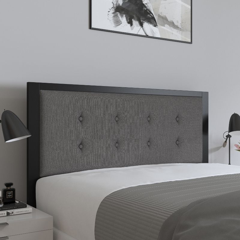 Merrick Lane Headboard Upholstered Button Tufted Headboard With Metal Frame and Adjustable Rail Slots, 5 of 31