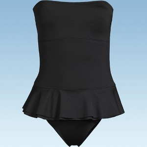 Lands' End Women's Sculpting Suit Ruffle Bandeau One Piece Swimsuit - 1 of 4