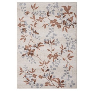 Washable Floral Leaf Print Area Rug for Living Room Bedroom, Large Non Slip Floor Carpet for Kitchen Dining Room - 1 of 4