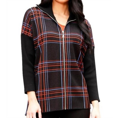 Women's Zip Plaid Pullover - Angel Apparel