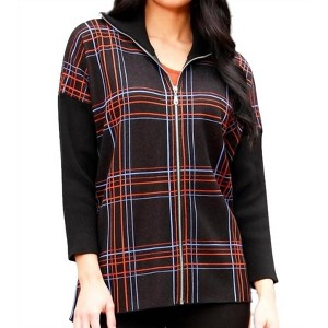 Women's Zip Plaid Pullover - Angel Apparel - 1 of 1