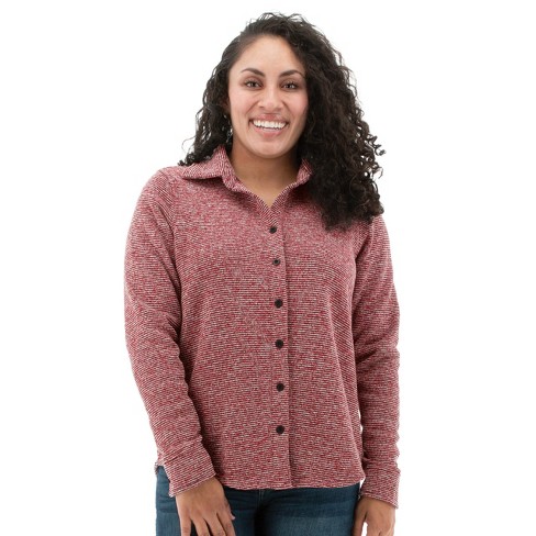 Aventura Clothing Women's Mystic Long Sleeve Collared Neck Fleece Button  Down Shirt - Barberry, Size Large : Target