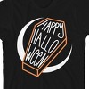 Kids Halloween Coffin on Crescent Moon Youth Black Short Sleeve Crew Neck Tee - 2 of 4