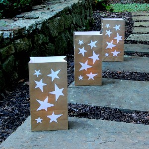 Lumabase 24ct Paper Luminaria Bags Gold Star - 1 of 4