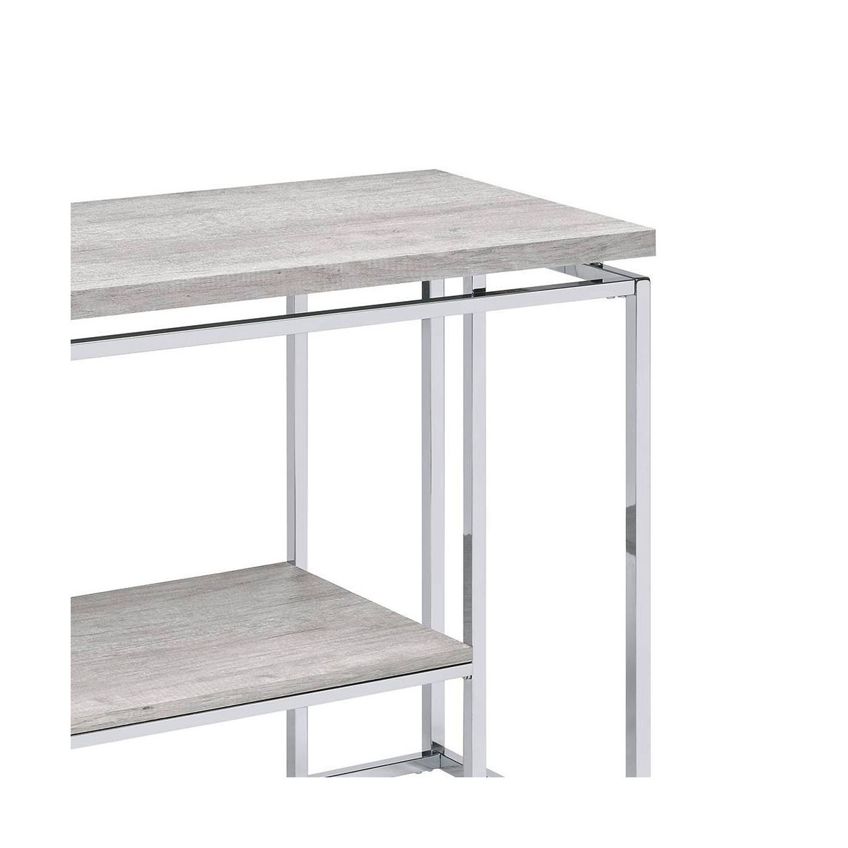 48" Chafik Accent Table Natural Oak/Chrome - Acme Furniture: Contemporary Sofa Table with Shelf - thumbnail 3