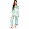 Anna-Kaci Lounge Women's Satin Pajama Set with Tropical Flamingo Print and Waist Tie- Light Blue,Small - 2 of 4