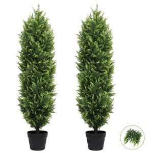 poetree 3/4/5/6 ft.Artificial Cedar Topiary Trees in Pots,Faux Greenery for Outdoor and Indoor - 1 of 4