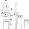 Garvee Vanity Desk with Mirror and Lights, Wood Makeup Dressing Table with Oval Mirror & Stool,5 Large Drawers (White) - 3 of 4
