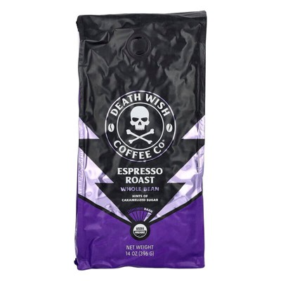 Death Wish Coffee, Dark, Whole Bean Espresso Roast 14 oz