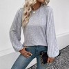 Coolmee Women's Puff Long Sleeve Shirts Casual Knit Blouses Crew Neck Elegant Tunic Tops - 4 of 4