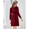 Women Long Sleeve Knitted Crewneck High Waist A-Line Cute Mini Sweater Dress - 4 of 4