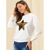 INSPIRE CHIC Women's Sequin Shiny Star Crew Neck Long Sleeve Sweatshirt - 2 of 4
