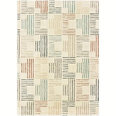 Oriental Weavers Carson Collection Fabric Ivory/Multi Stripe Pattern- Living Room, Bedroom, Home Office Area Rug, 2' X 3'